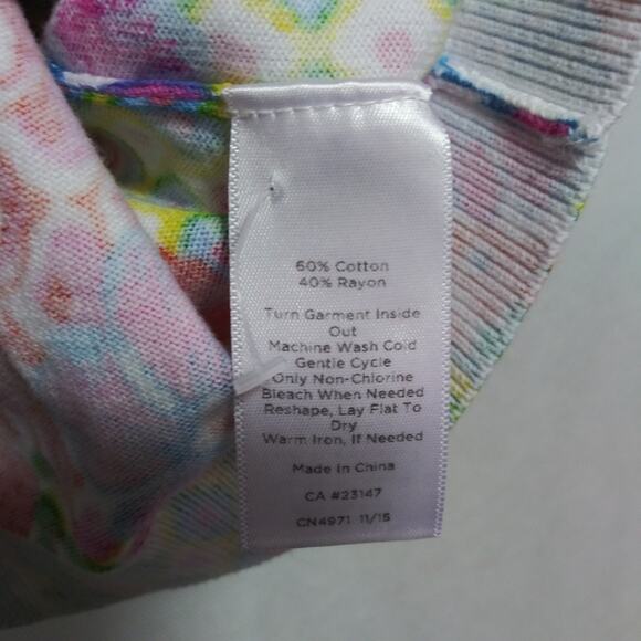 Talbot's Colorful Floral Sweater Cardigan Top Spring 3/4 Sleeve Size 2X - Picture 6 of 7